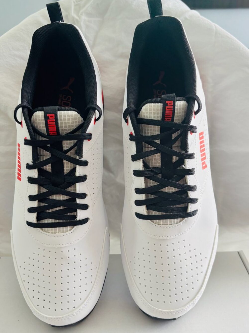 Puma Viz Runner White Black Red Sneakers Men's Size 12 SoftFoam Comfort